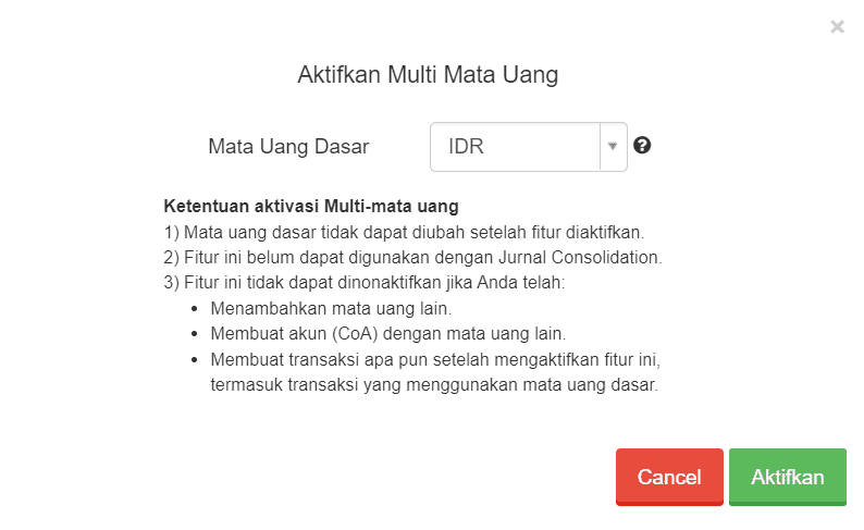 mengaktifkan fitur multi mata uang