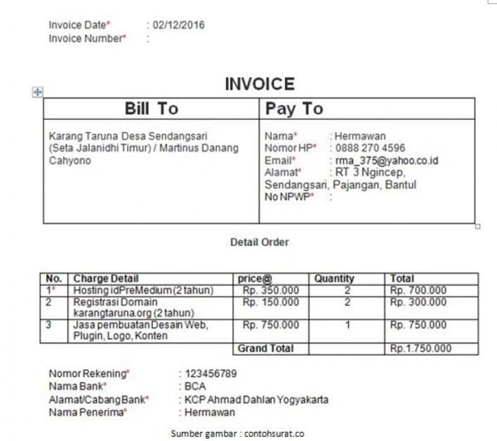 Contoh Invoice Jasa Adalah sebagai berikut