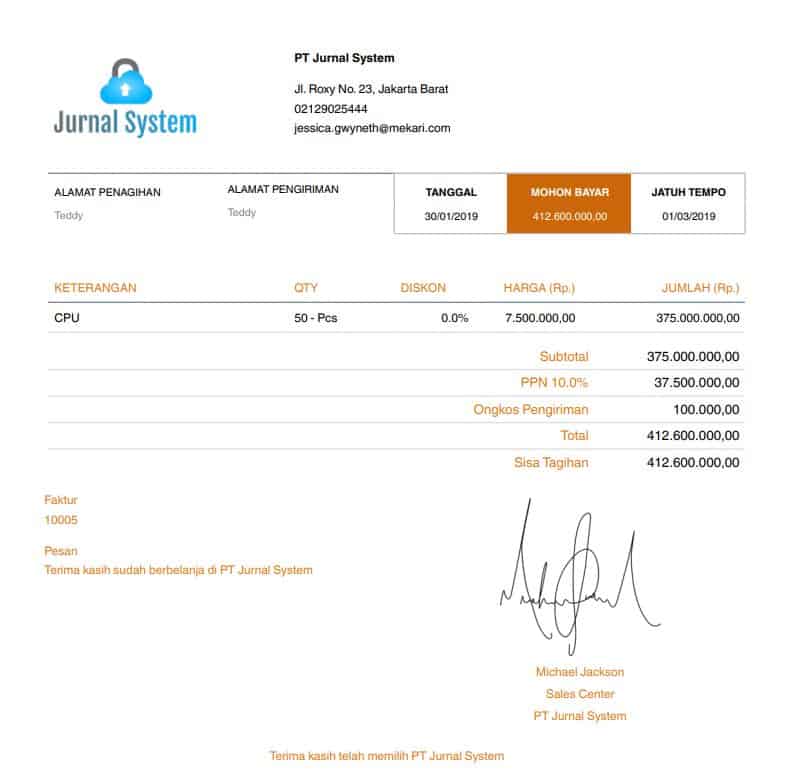 contoh faktur invoice jurnal