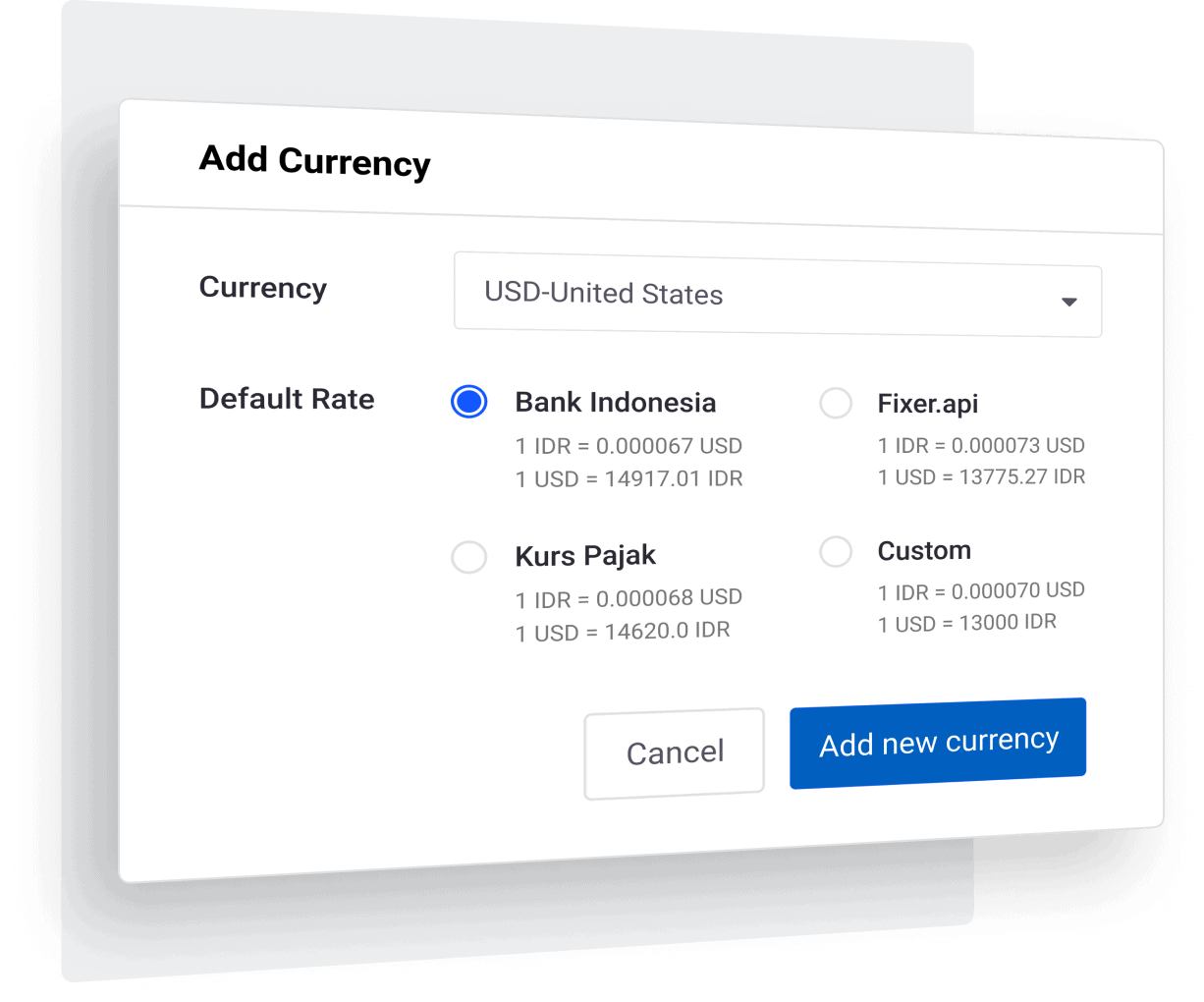 Nilai kurs yang real time dengan pilihan kurs bank, pajak maupun custom