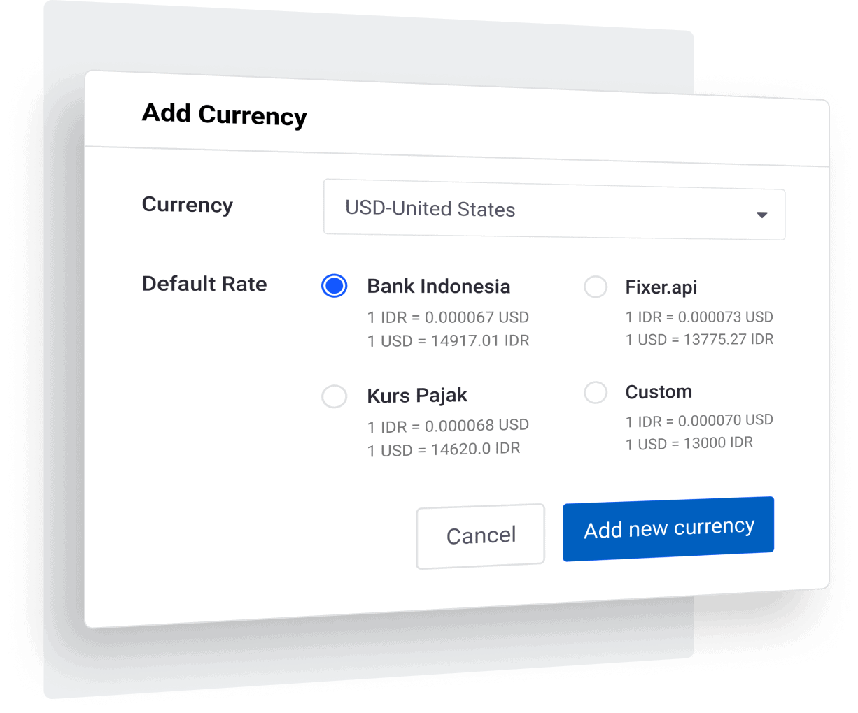 Real time exchange rates with bank rates, taxes and custom