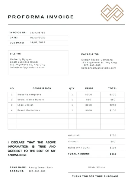 Contoh nota proforma