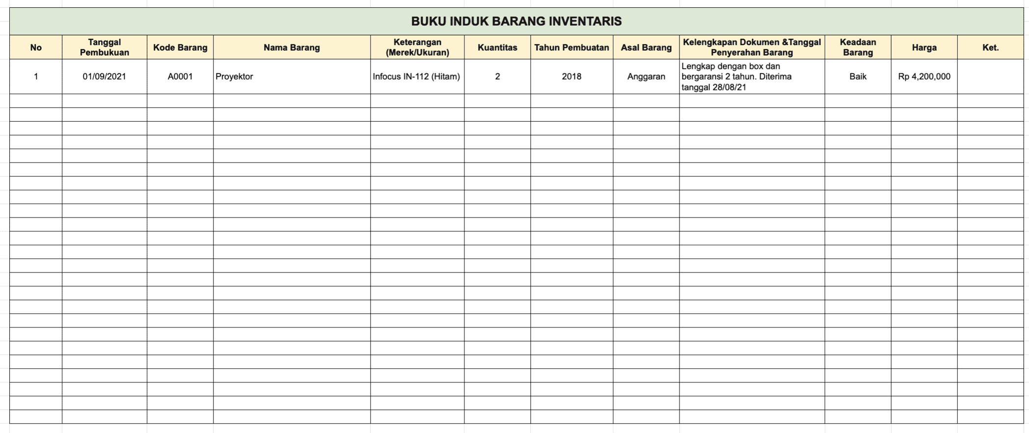 contoh buku induk barang inventaris