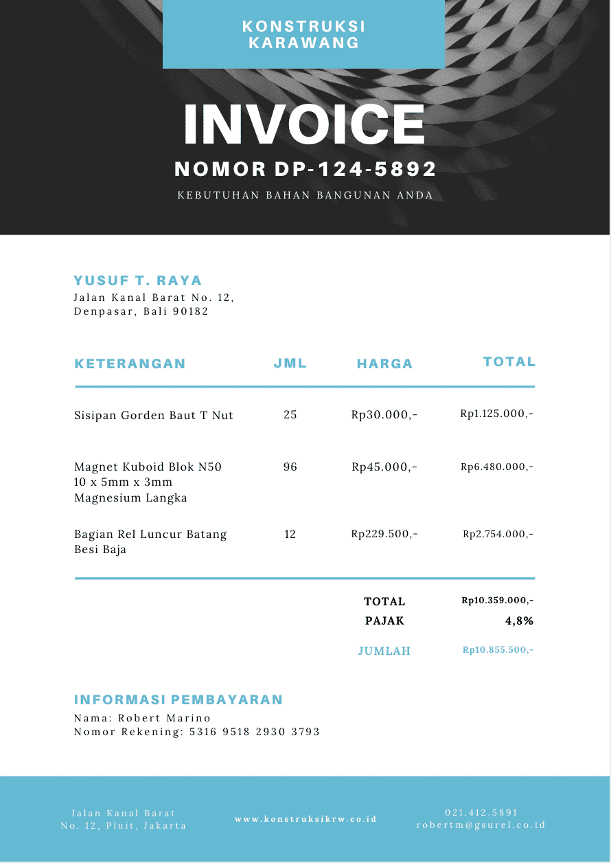 download format template contoh invoice pdf excel word