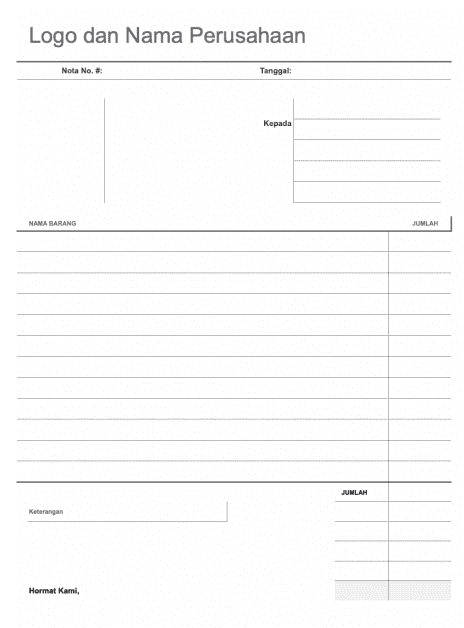 Download File Template Nota Kosong, Format Word dan Excel
