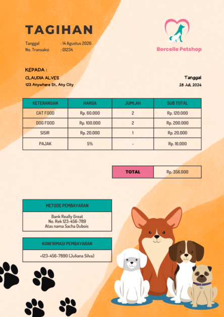 free invoice template for pet shop business