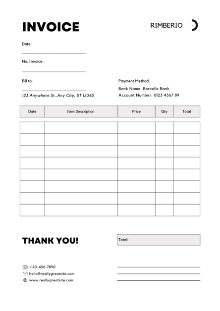 free template for invoice 