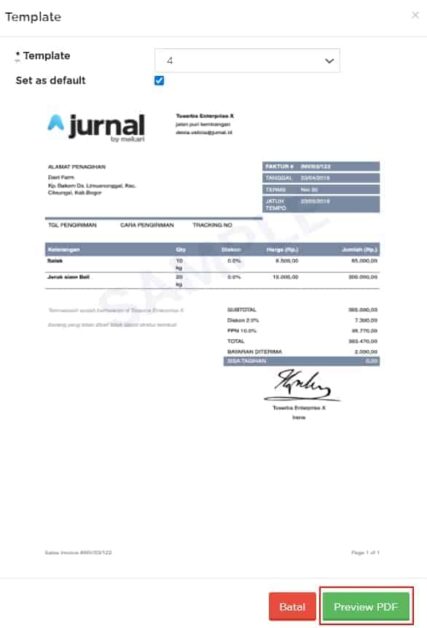 Template Contoh Faktur Penjualan Yang Ada Pada Aplikasi Jurnal By Mekari!