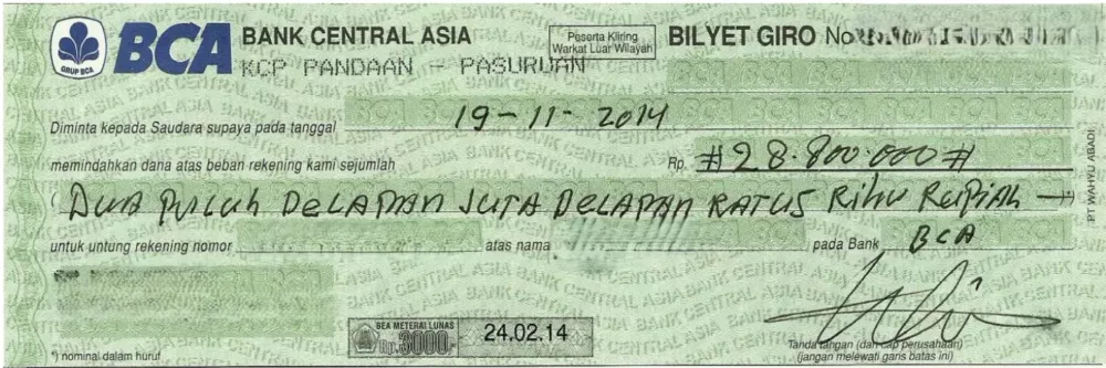 contoh bilyet giro