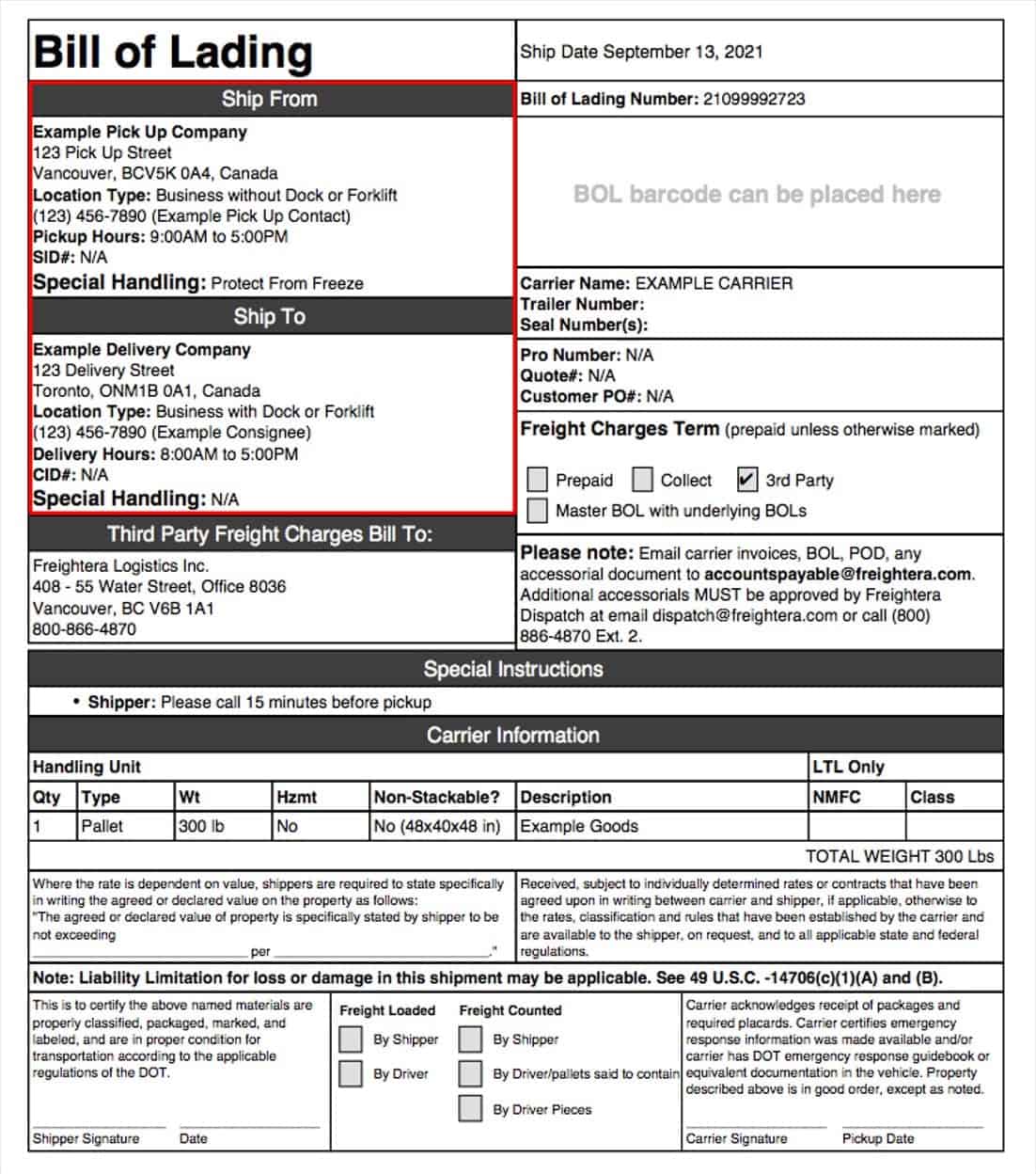 contoh house bill of lading