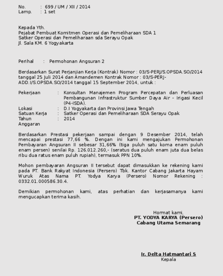 Surat Permintaan Pembayaran Angsuran