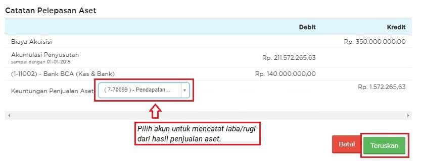 catatab pelepasan aset melalui Mekari Jurnal