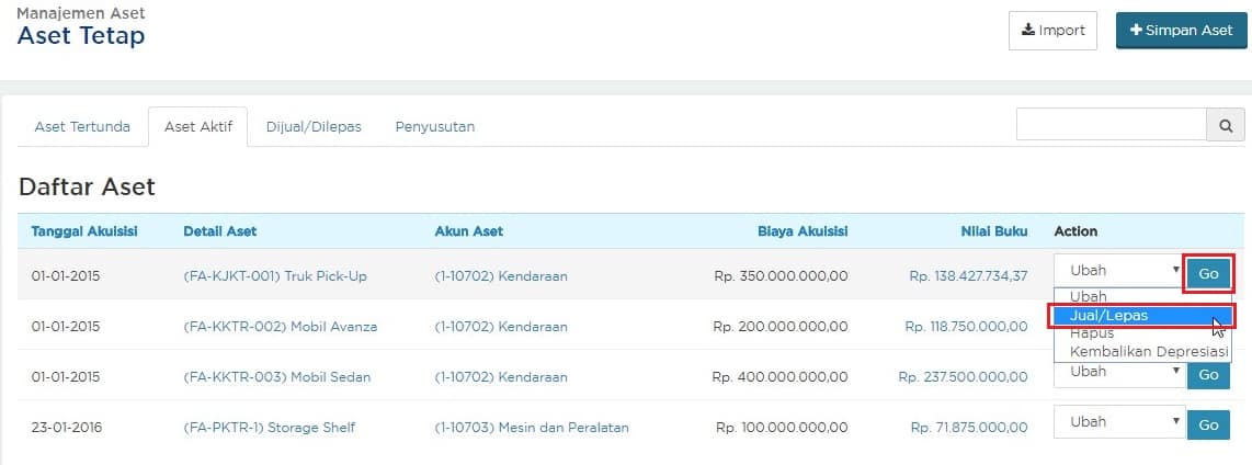 contoh pencatatan jurnal penjualan aset dengan menggunakan Mekari Jurnal