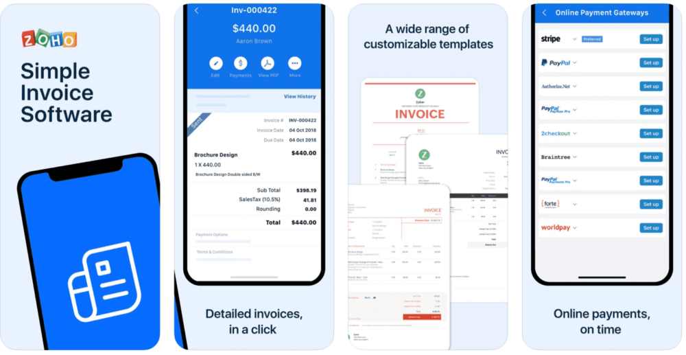 Zoho aplikasi pembuatan invoice