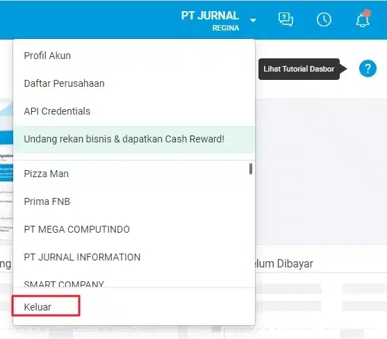 cara keluar akun mekari jurnal