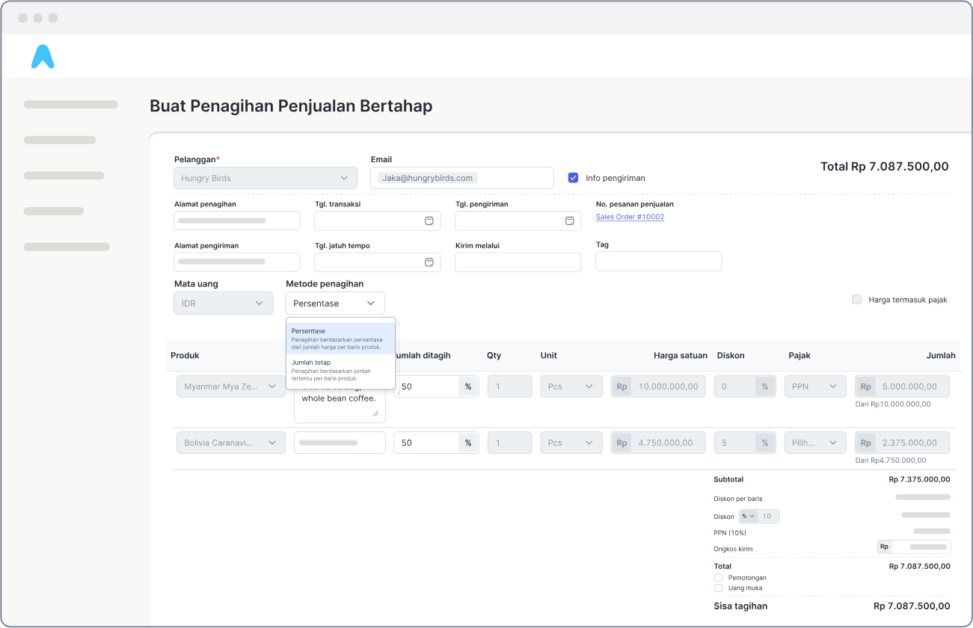 Fitur baru mekari jurnal progress invoice