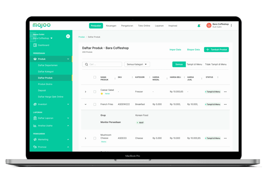 aplikasi manajemen inventaris Majoo