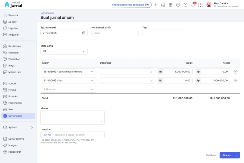 jurnal umum otomatis 